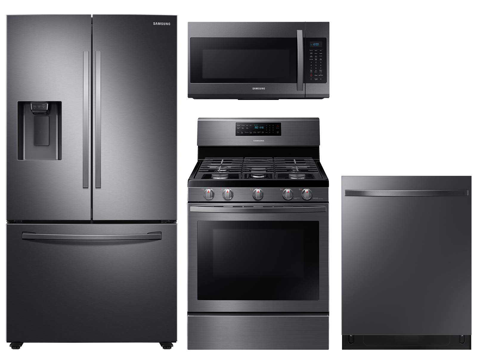 Samsung Large capacity 3-door refrigerator & gas range package in Black stainless(BNDL-1646991127248)