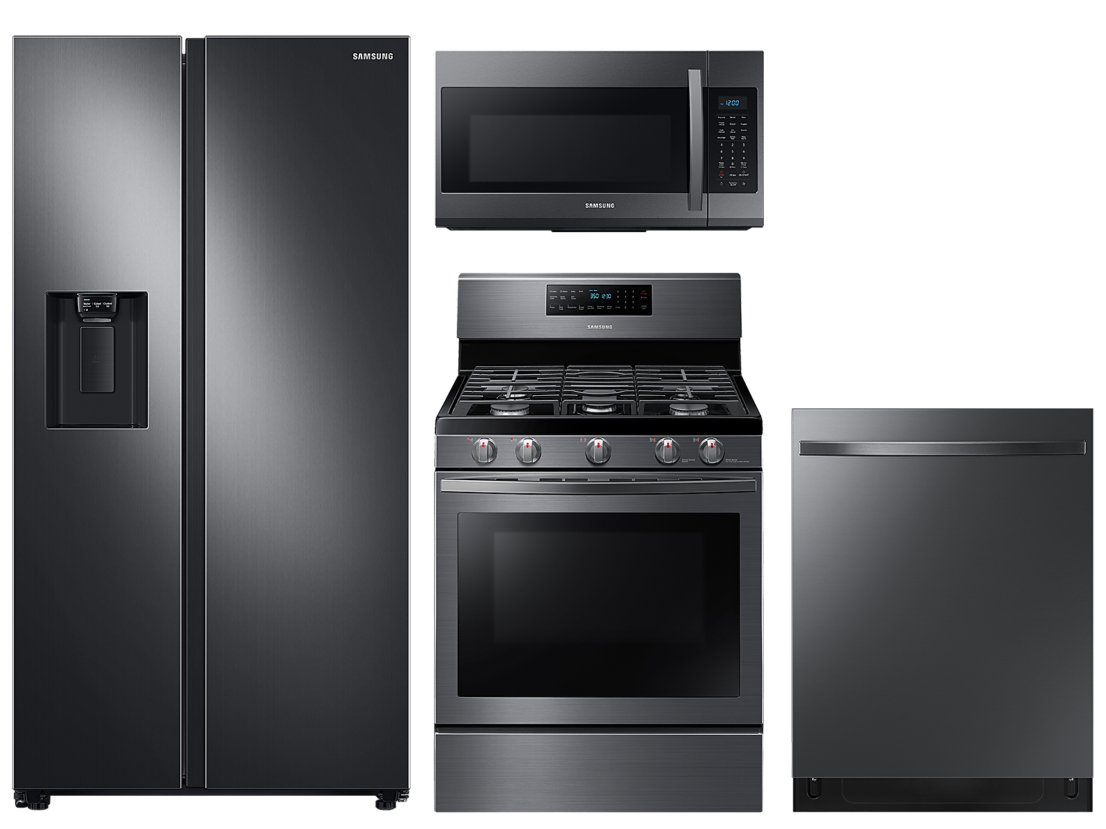Samsung Counter Depth Side-by-Side refrigerator & gas range package in Black stainless(BNDL-1590168396079) photo