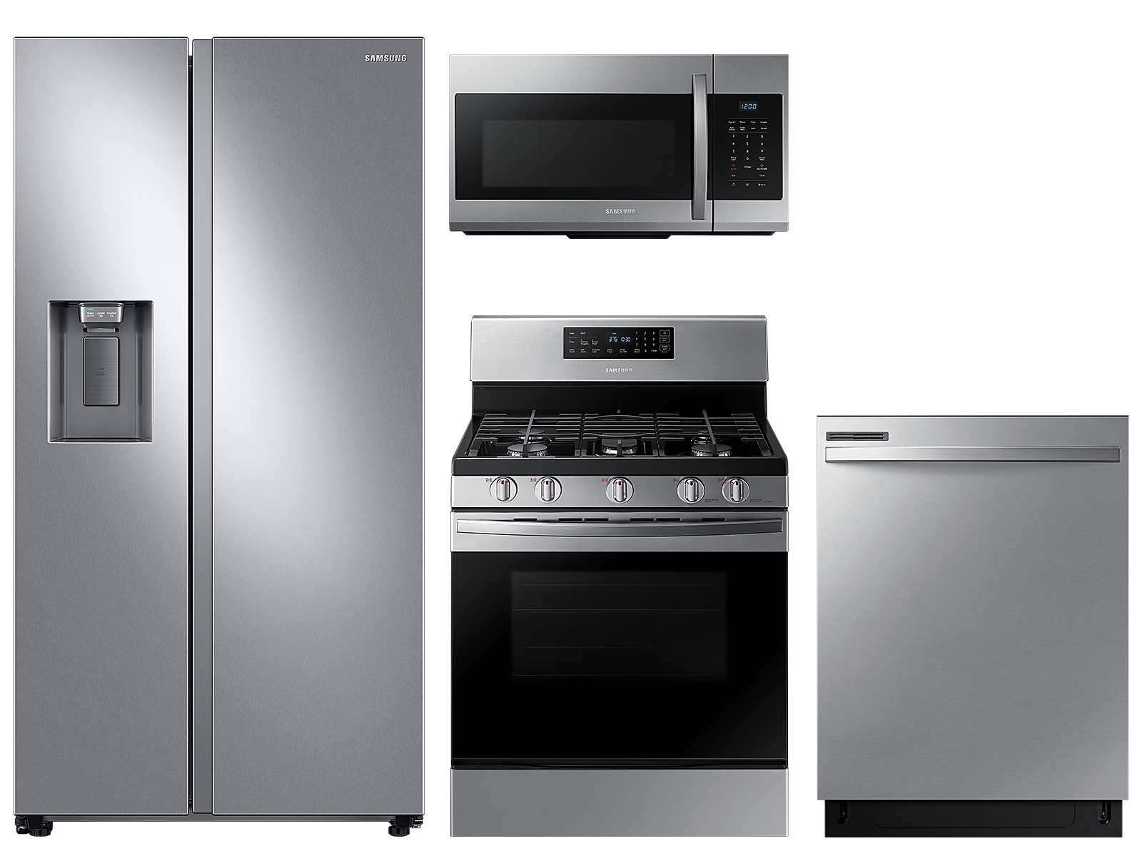 Samsung Large capacity Side-by-Side refrigerator & gas range package in Stainless Steel(BNDL-1590167698777)