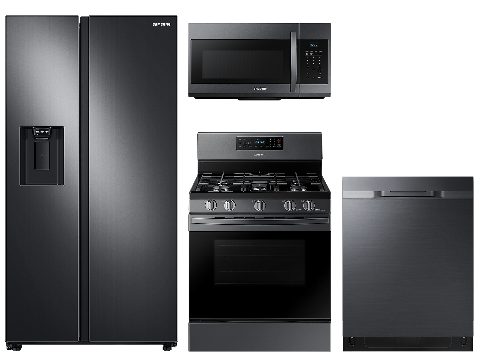 Samsung Large capacity Side-by-Side refrigerator & gas range package in Black stainless(BNDL-1646991127721) photo