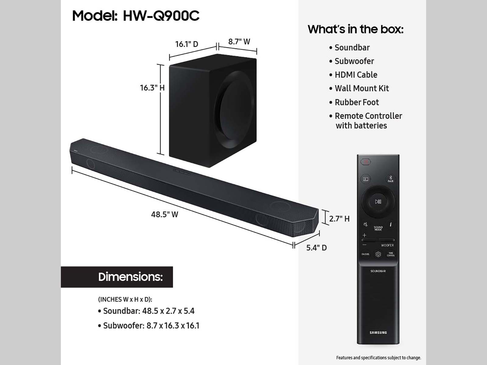 HW-Q900C Q Series 7.1.2ch Wireless Soundbar Q Symphony (2023) | Samsung