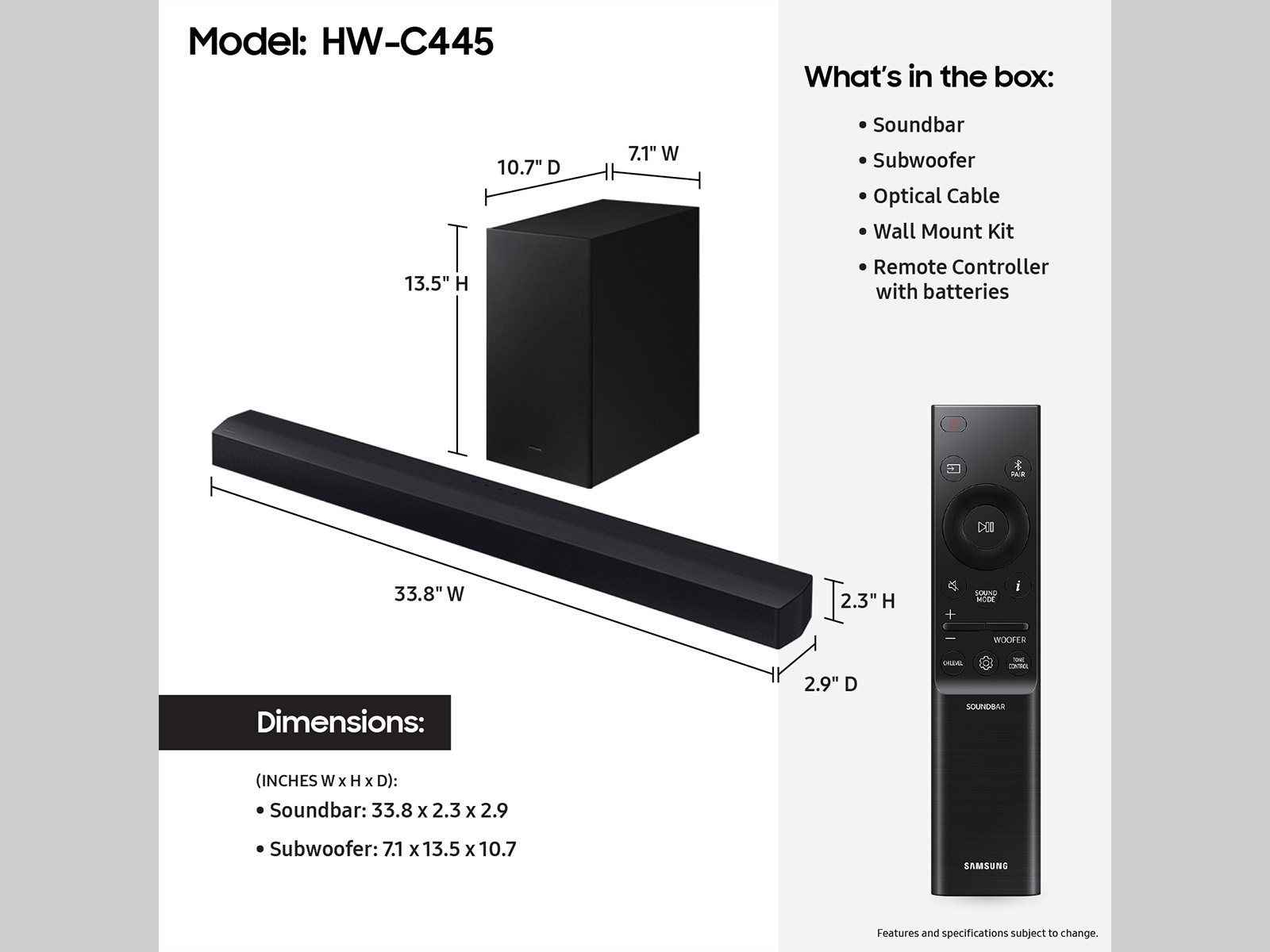 Thumbnail image of B-series 2.1ch. DTS Virtual:X Soundbar / HW-C445