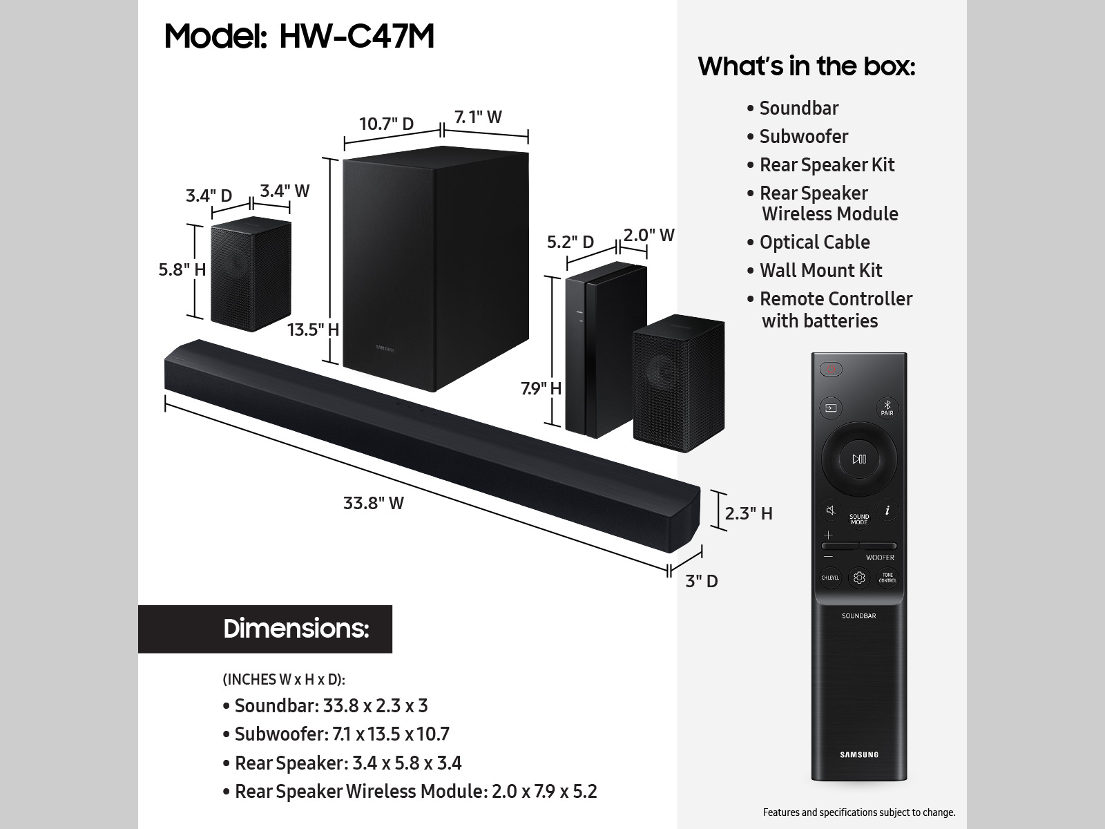 HWC47M 4.1ch Soundbar w/ Dolby DTS Audio Samsung US