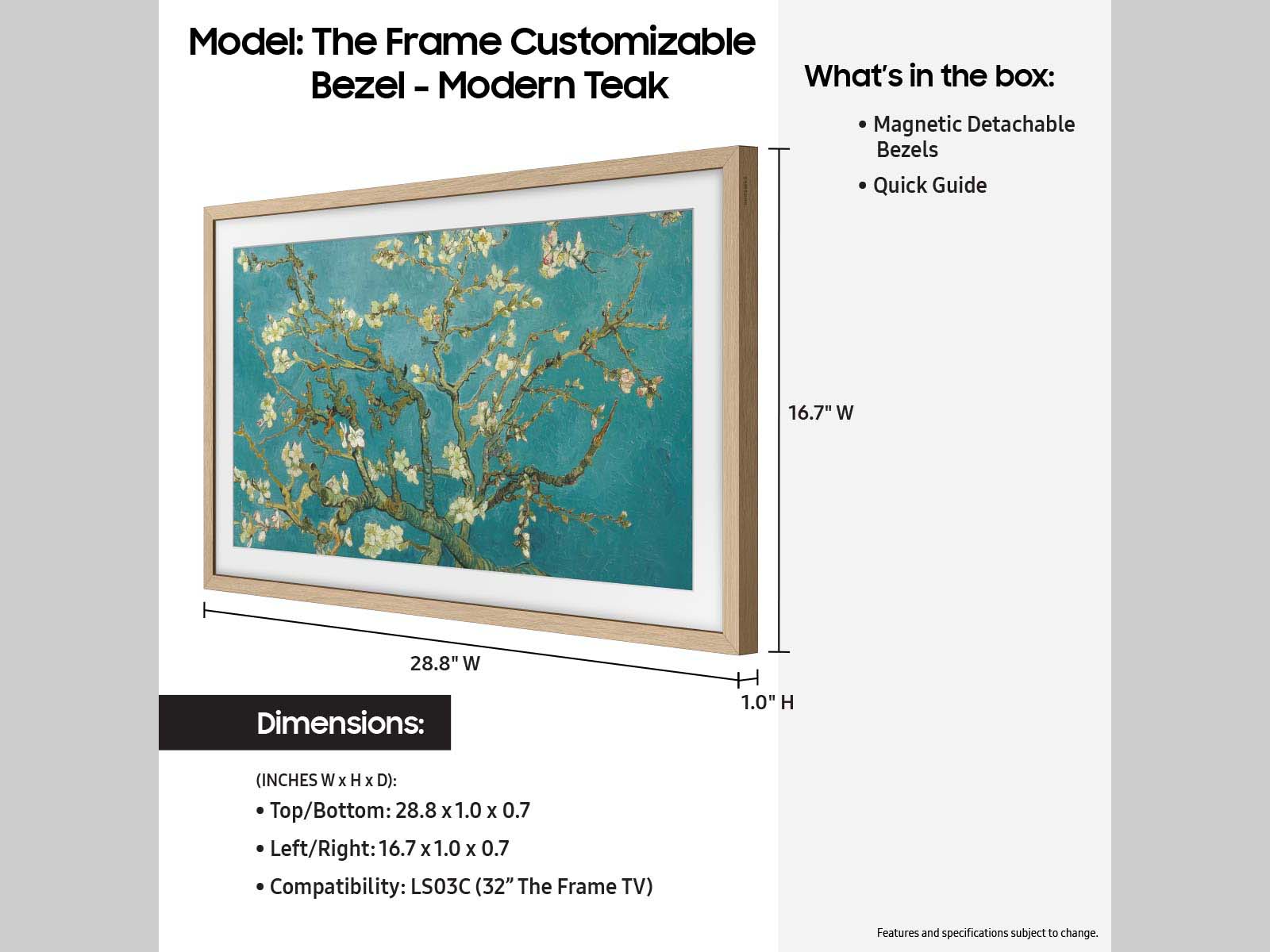 Bezel US Modern The - | Teak Frame Samsung Customizable 32\