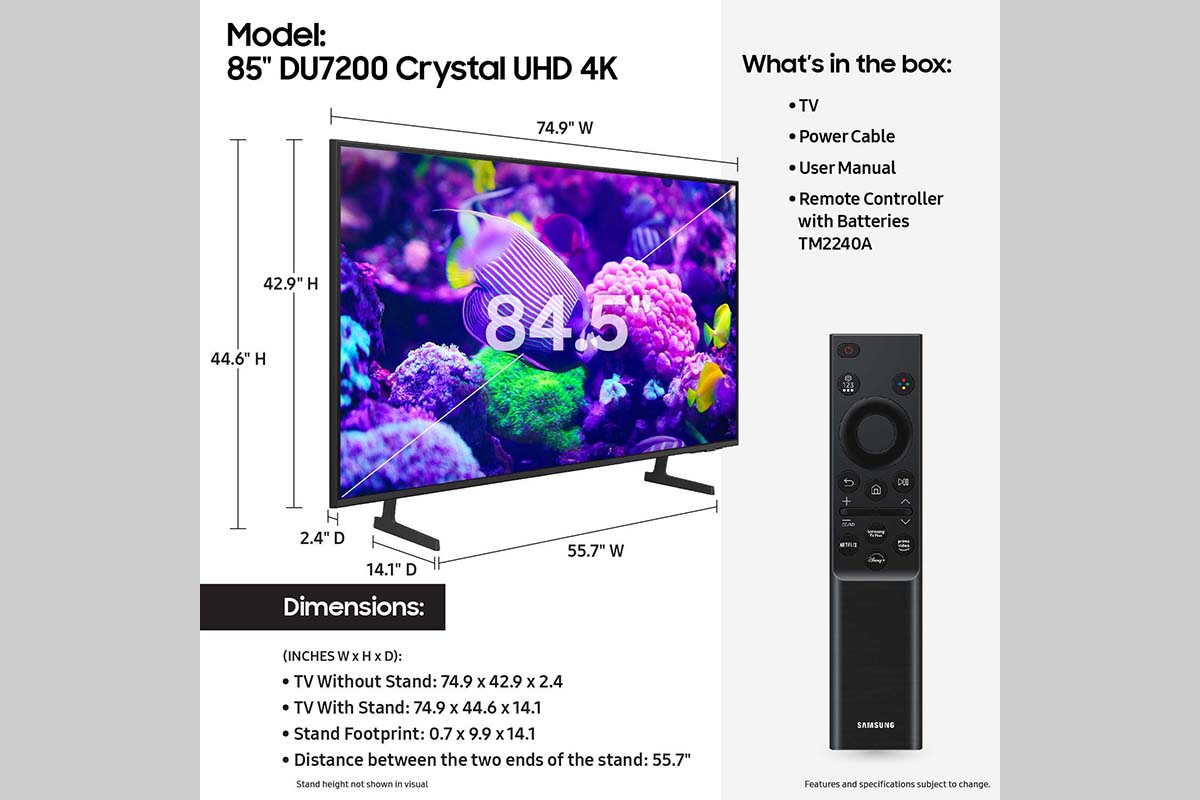 85" Class Crystal UHD DU7200