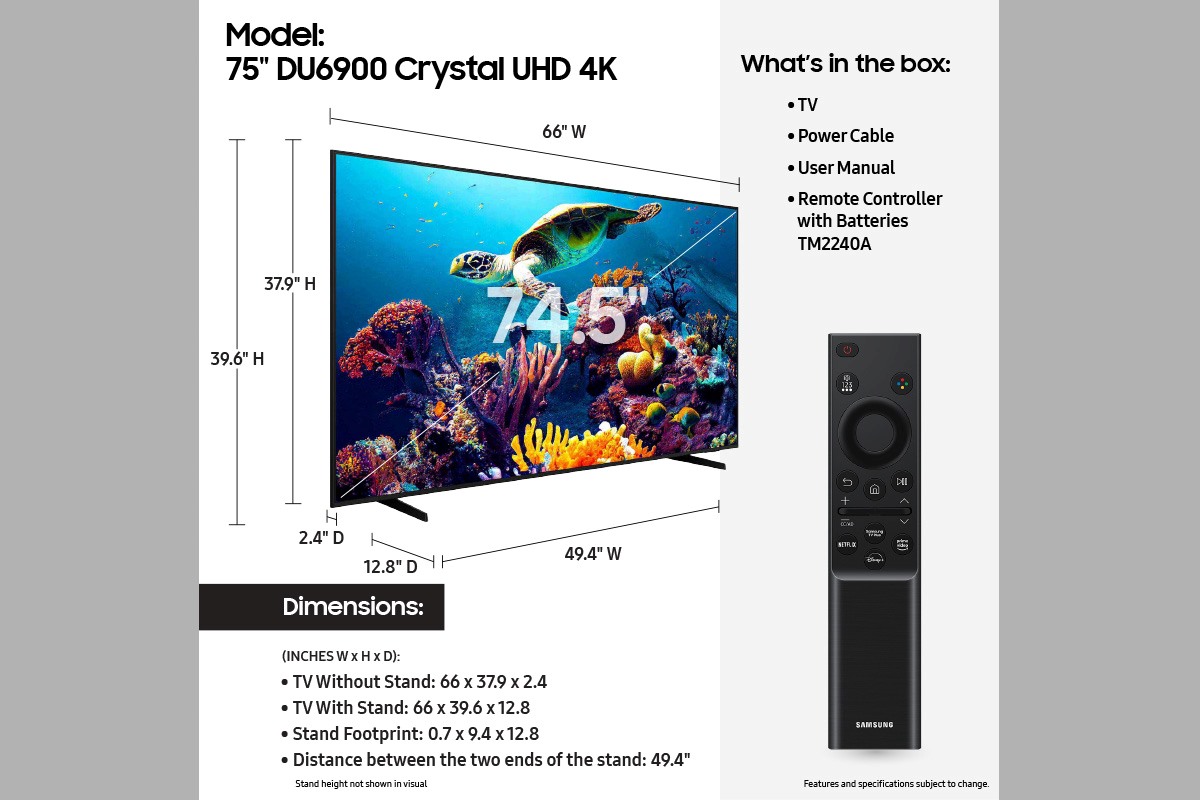 75" Class Crystal UHD TV, Smart TV - DU6900 | Samsung US