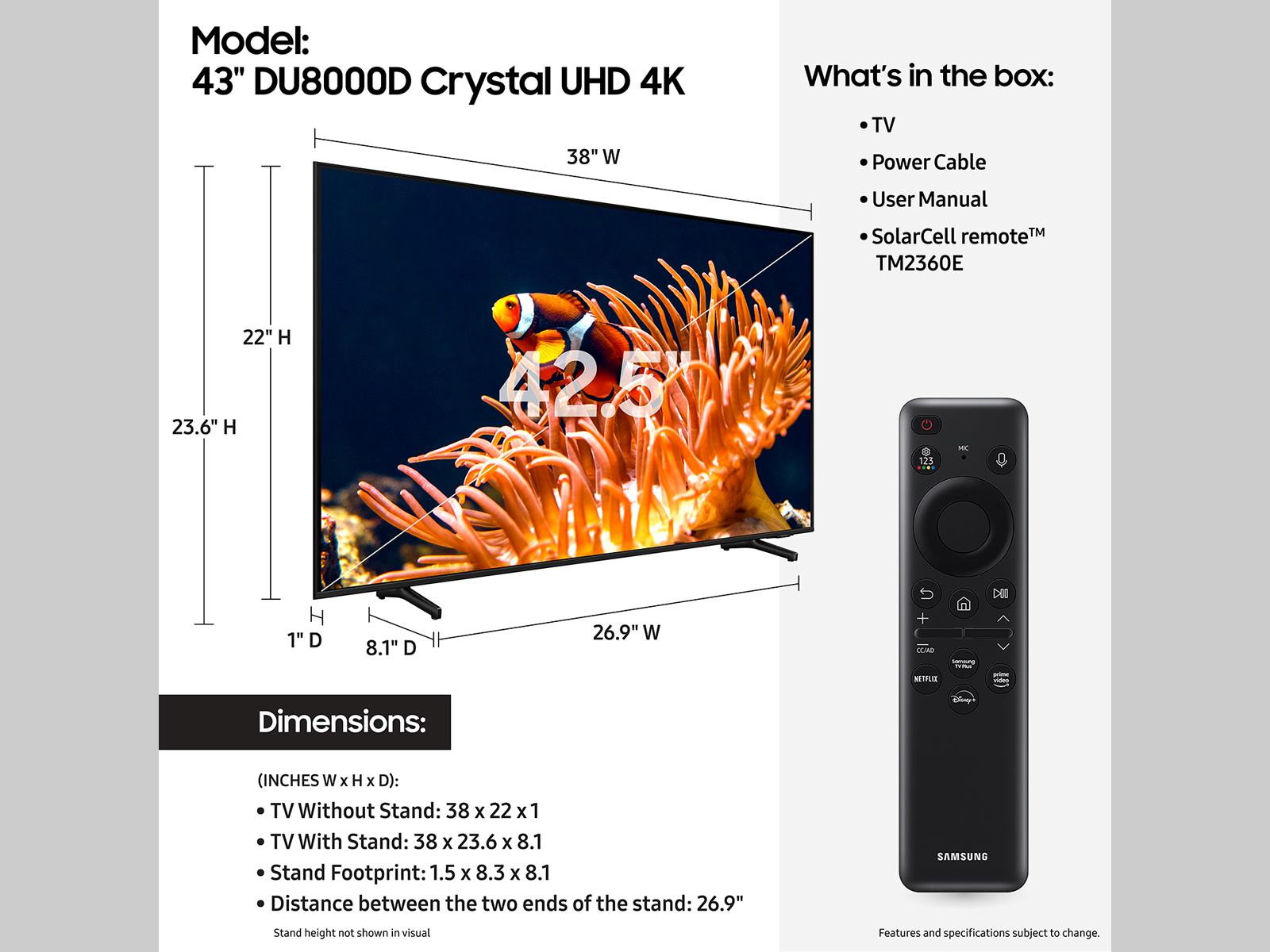 43” Class Crystal UHD DU8000D