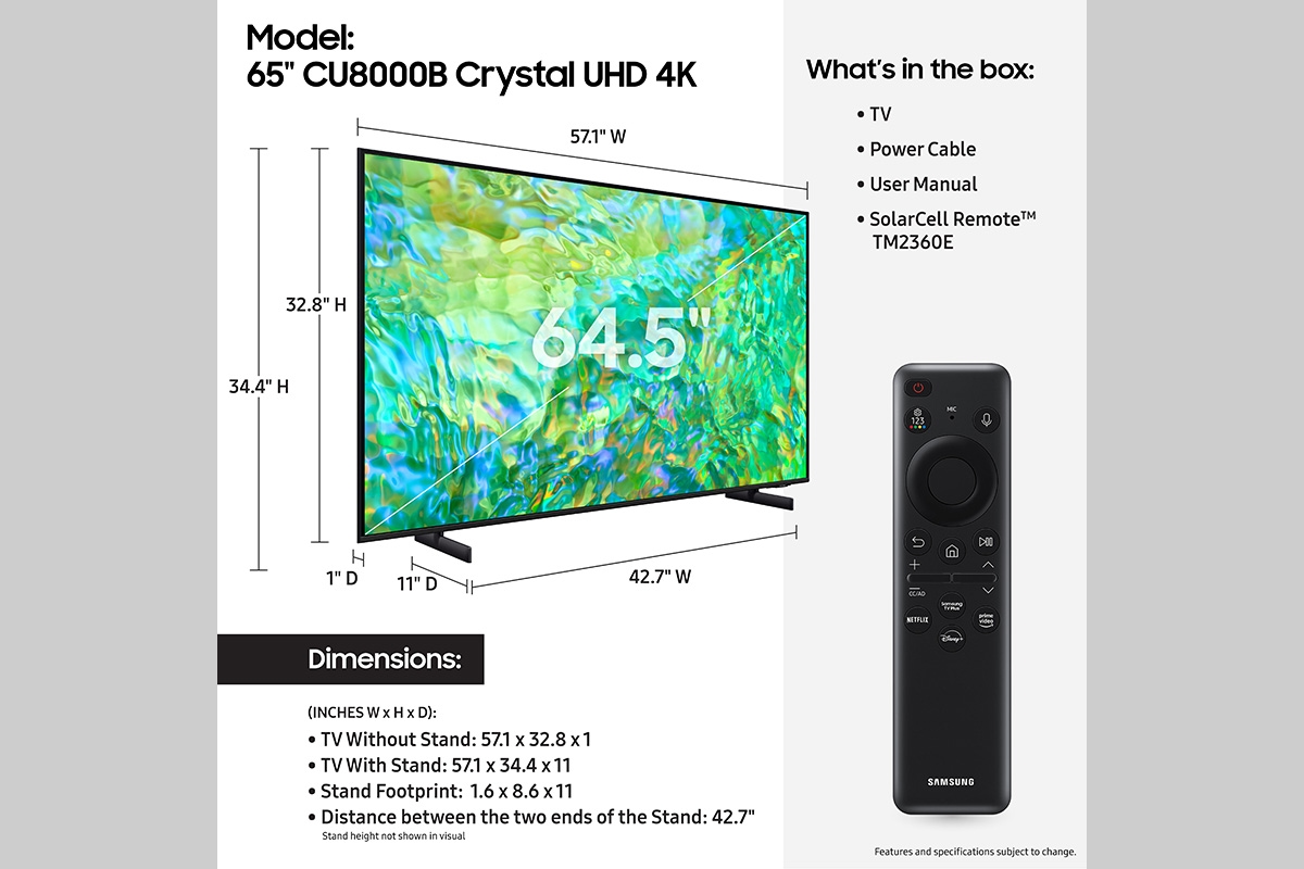 SAMSUNG 65 Class CU7000B Crystal UHD 4K Smart Television UN65CU7000BXZA