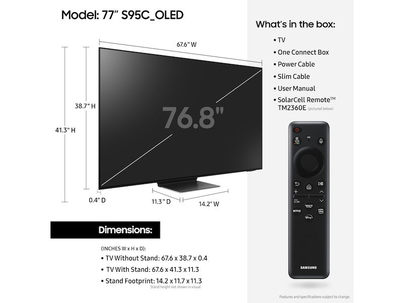 77-Inch Class S95C OLED 4K Smart TV (2023) Samsung US