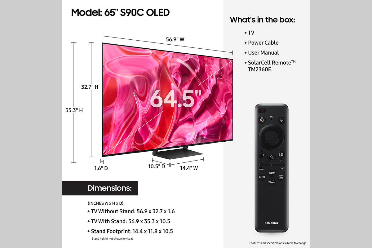 TV SAMSUNG 55 Pulgadas 139.7 cm QN55S90C 4K-UHD OLED Smart