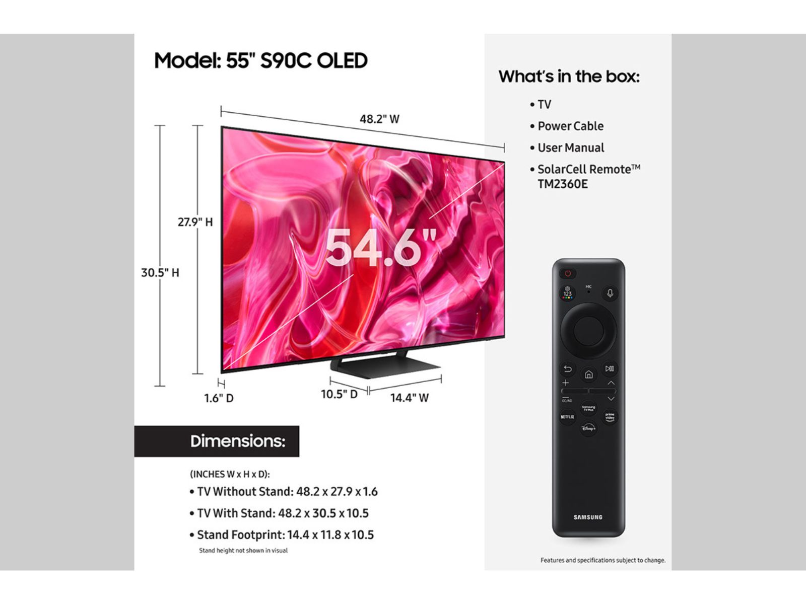 Samsung GQ55S90CAT OLED-Fernseher (138 cm/55 Zoll, Smart-TV, Neural Quantum  Prozessor 4K,LaserSlim Design