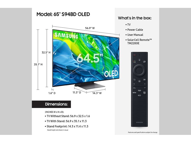 65-Inch Class OLED S94BD 4K Smart TV (2023)
