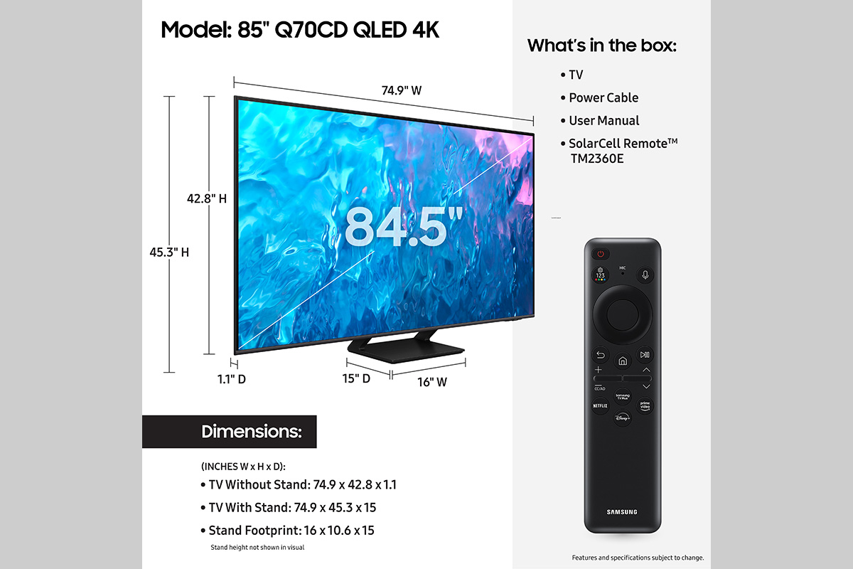 85-Inch Class Q70CD QLED 4K Smart TV (2023)
