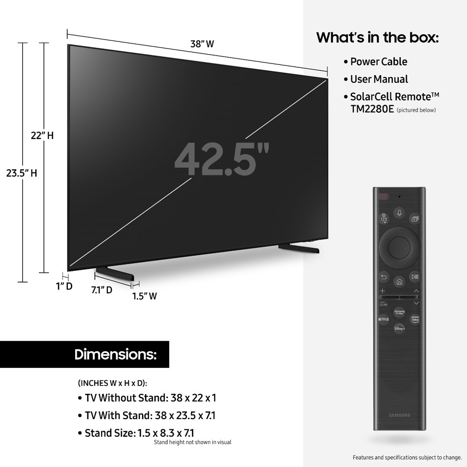 SAMSUNG QN43Q60CA - Paquete de Smart TV QLED 4K de 43 pulgadas con  transmisión de películas Premiere + soporte de pared para TV de 37 a 100  pulgadas +