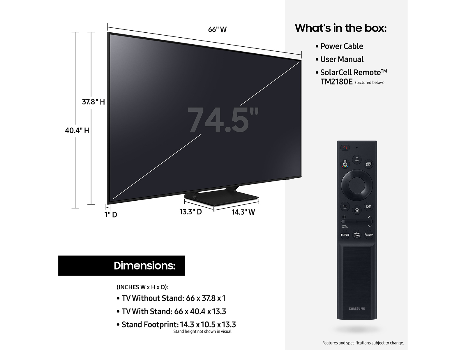 Samsung 75 inch - 83 inch TVs