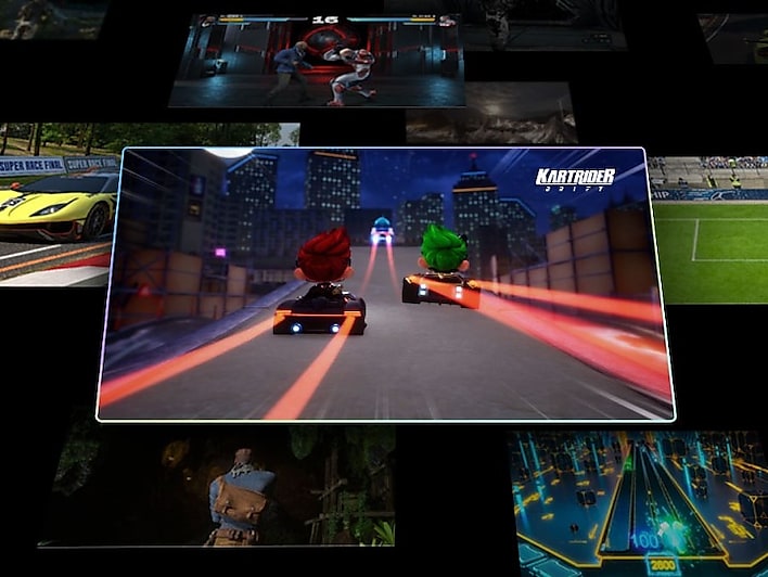 Gamer enjoying smooth 4K 144Hz gaming on Samsung 43 inch Neo QLED QA43QN90D TV with high refresh rate