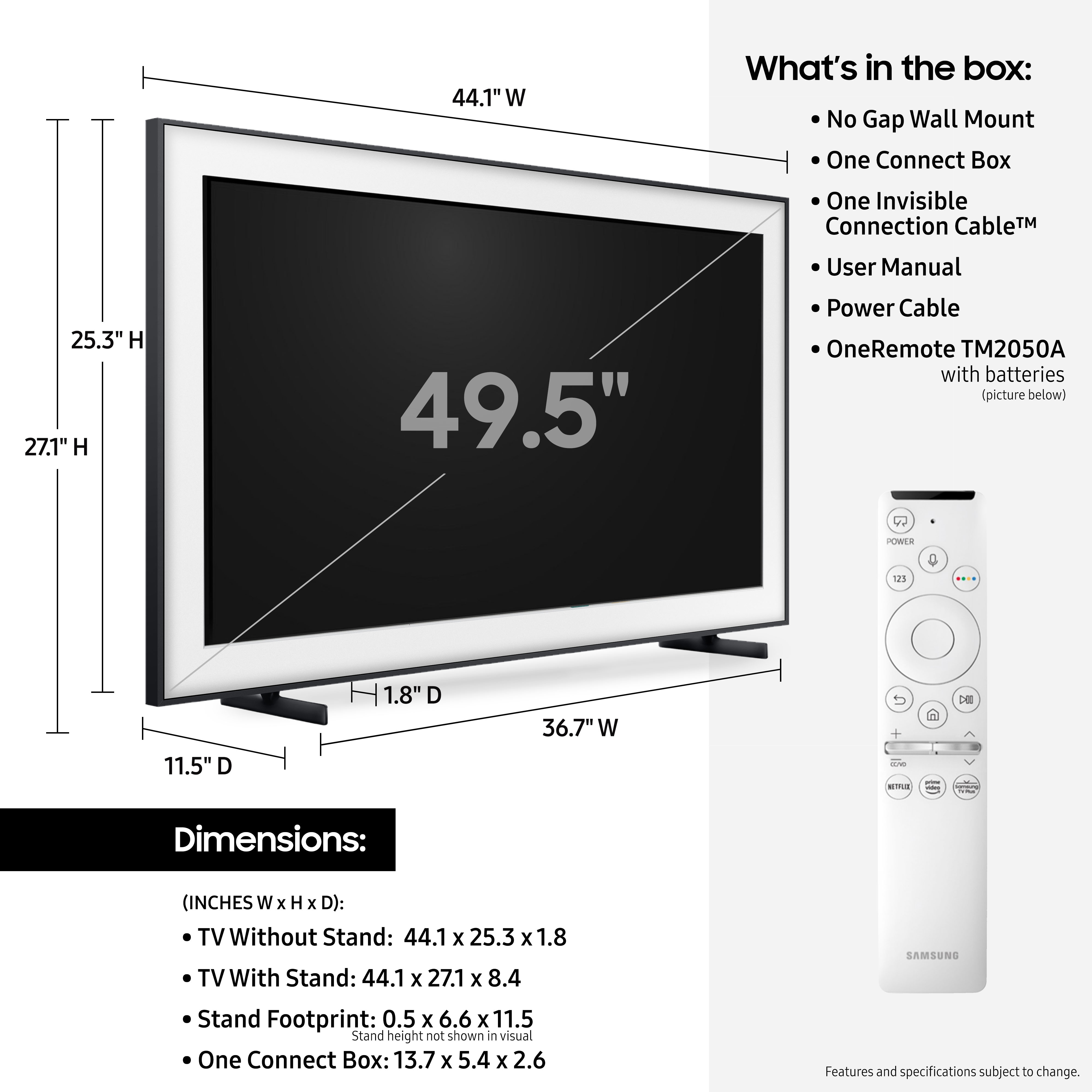 TV Samsung The Frame QE50LS03T QLED 4K UHD Smart TV 50'' Noir 2020 - OLED  TV