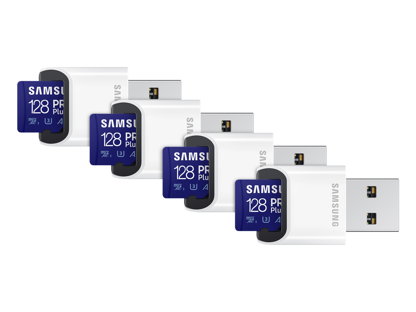 PRO Plus + Reader microSDXC 128GB - 4 Pack