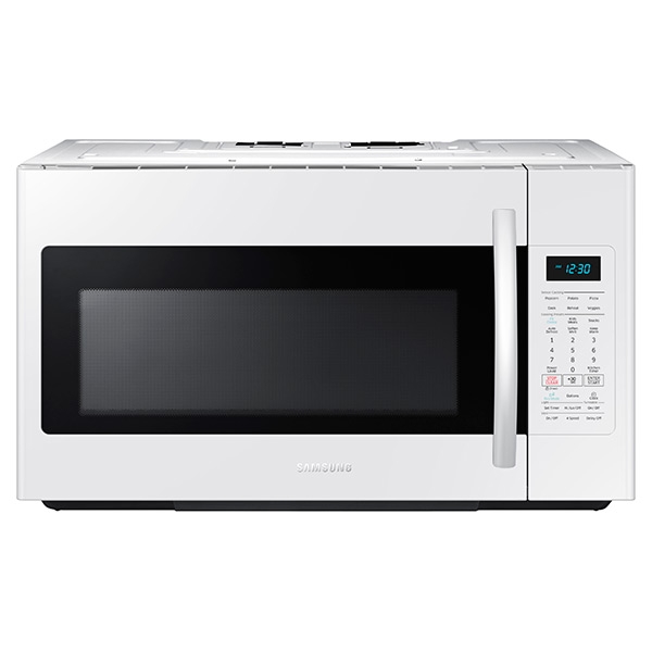 White Samsung ME18H704SFW 1.8 Cu 1000W Over-the-Range Microwave Ft 