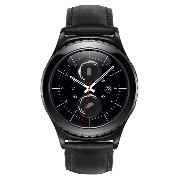Samsung Gear S2 classic Smartwatch: Black Leather Strap - R7320ZKAXAR