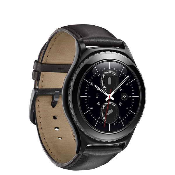 Samsung Gear S2 classic Smartwatch: Black Leather Strap - R7320ZKAXAR
