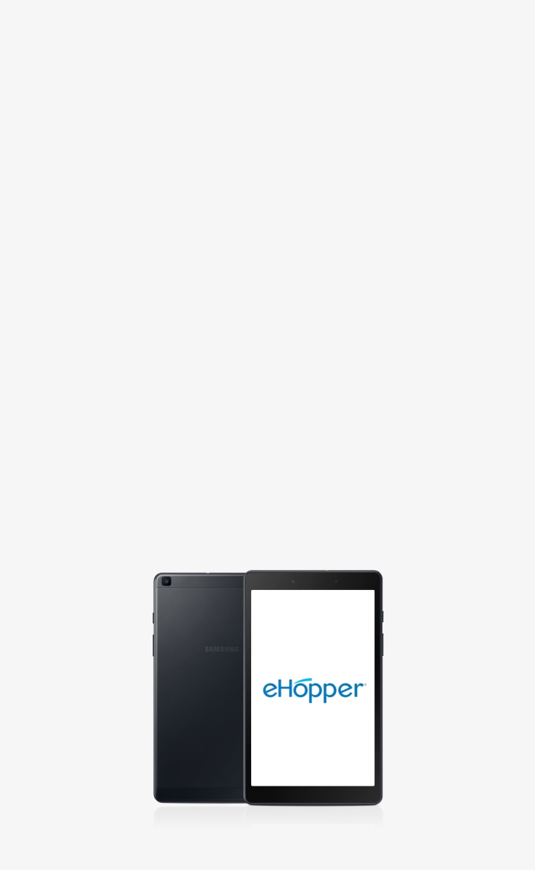 Save 20% per device on Galaxy Tab A 8.0 64GB and 15% per license on eHopper Restaurant or Omnichannel Plan