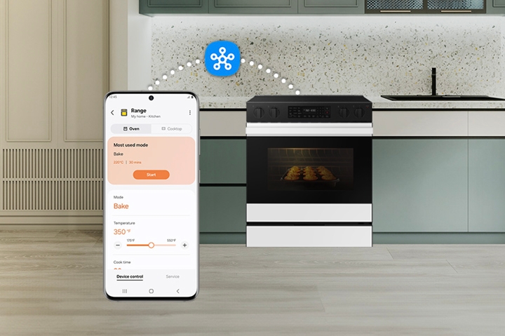 Samsung White Glass Slide-In Electric Range with SmartThings