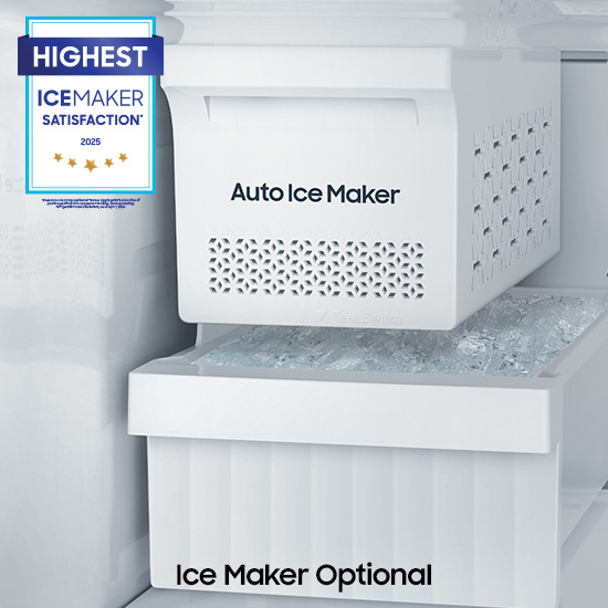Inside view of refrigerator with ice maker for convenient and automatic ice