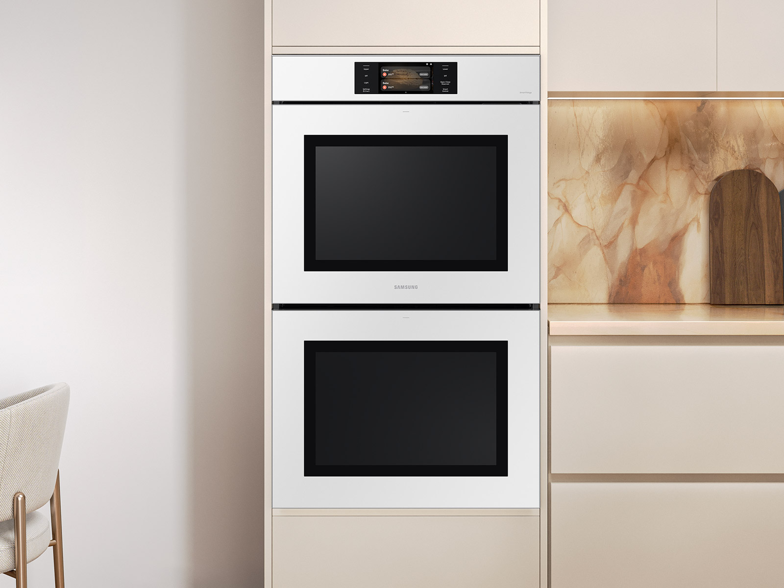 Thumbnail image of Bespoke 30&quot; White Glass Double Wall Oven with AI Pro Cooking&trade; Camera