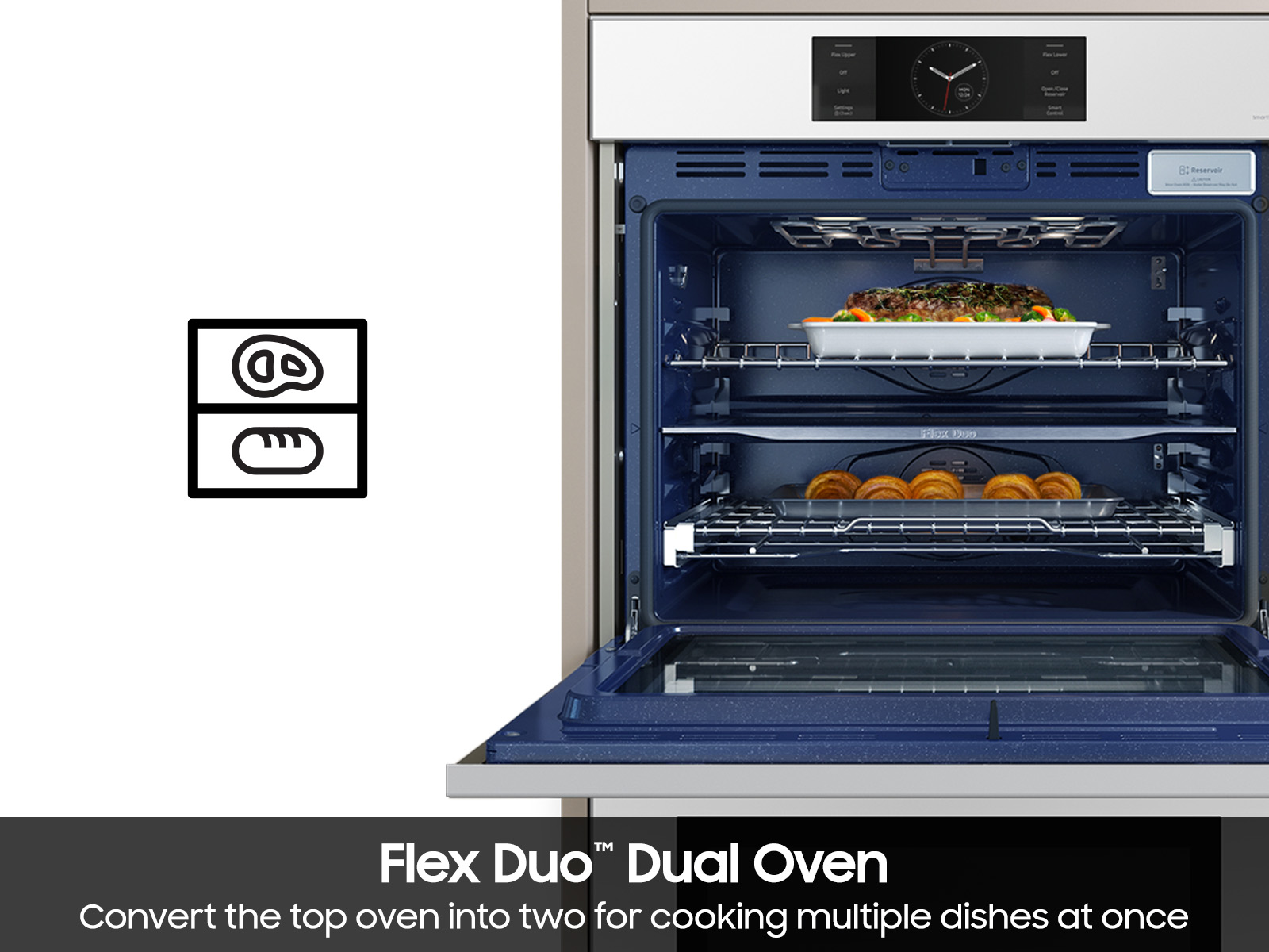 Thumbnail image of Bespoke 30&quot; White Glass Double Wall Oven with AI Pro Cooking&trade; Camera
