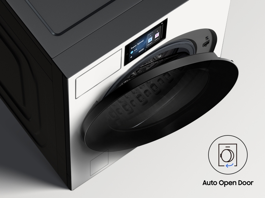 Bespoke AI Ultra Capacity Front Load Washer automatic open door.