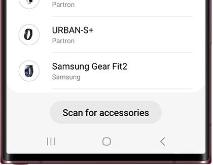 Accessories screen with Scan for accessories button