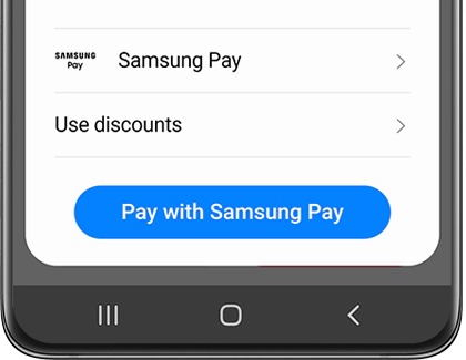 Blue button labeled Pay with Samsung Pay