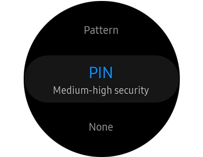 PIN selected on a Galaxy Watch