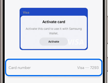 Card number highlighted under Activate card prompt