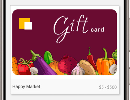 Gift card displayed on a Galaxy phone