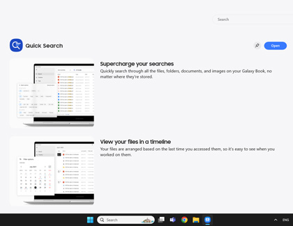 Quick Search app open on a Windows PC