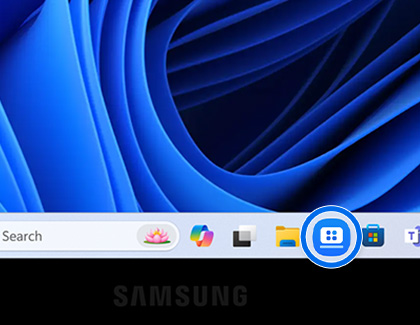 Galaxy Book Experience app highlighted on the taskbar of a Galaxy Book