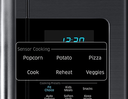 Sensor Cook options on a Microwave