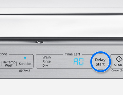 Delay Start button on a Samsung dishwasher