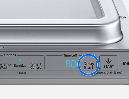 Delay Start button on a Samsung dishwasher