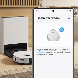 A Samsung Bespoke Jet Bot Combo and the SmartThings app