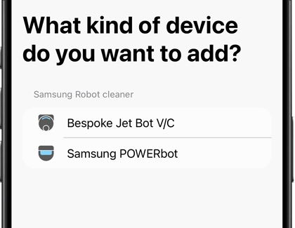 Samsung Jet Bot vacuum devices ready to be added in the SmartThings app on an iPhone