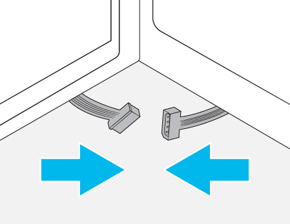 Diagram showing connectors with blue arrows indicating the direction to connect