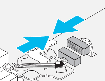 Diagram showing connectors with blue arrows indicating the direction to connect