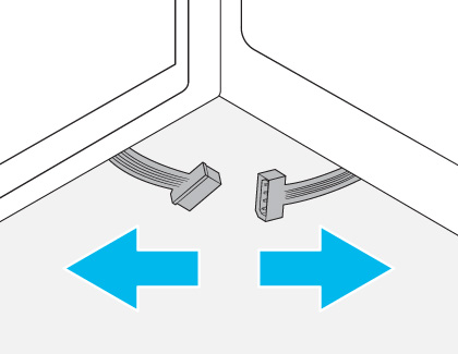 Diagram showing connectors with blue arrows indicating the direction to disconnect