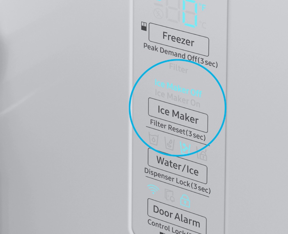 Ice Maker button highlighted