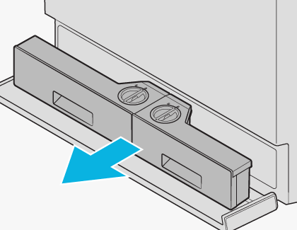 Illustration of the Auto dispensers with a blue arrow pointing outward