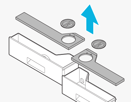 Illustration of the auto dispenser lids with a blue arrow pointing upwards