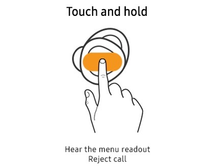 Hand touching and holding earbud